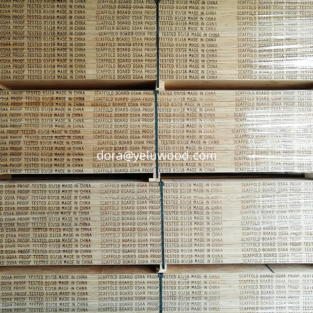 Pine LVL Scaffold Board from China, 1-3/4" x 14" x 24', FSC Certified Timber